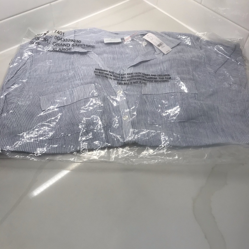 NY & CO. SAPPHIRE STRIPED BLOUSE NEW - Picture 4 of 8